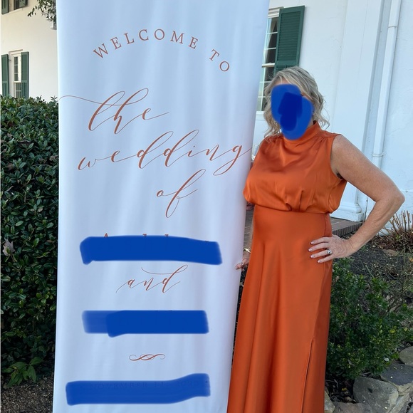 Lulus Classic Copper Satin, Mock Neck Maxi Dress - Picture 5 of 5